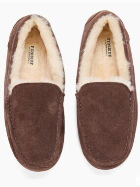 Dearfoams Fireside Melbourne Genuine Shearling Moccasin Slipper Size 14